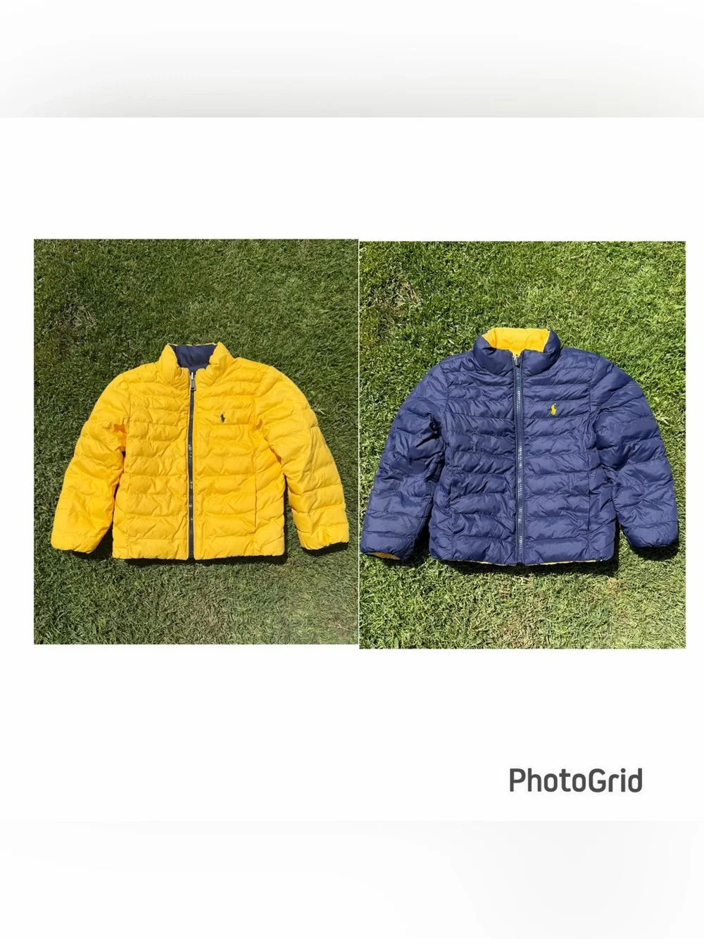Polo Ralph Lauren Reversible Puffer Jacket Full Zip Blue Yellow 4T GUC